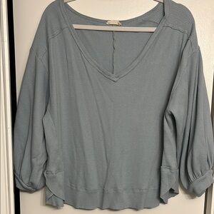 Women's Light Blue V-Neck Top
